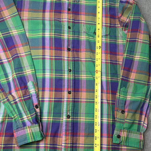 Ralph Lauren Button Down Shirt Men's L Green Colorful Plaid Preppy Casual - Picture 6 of 14